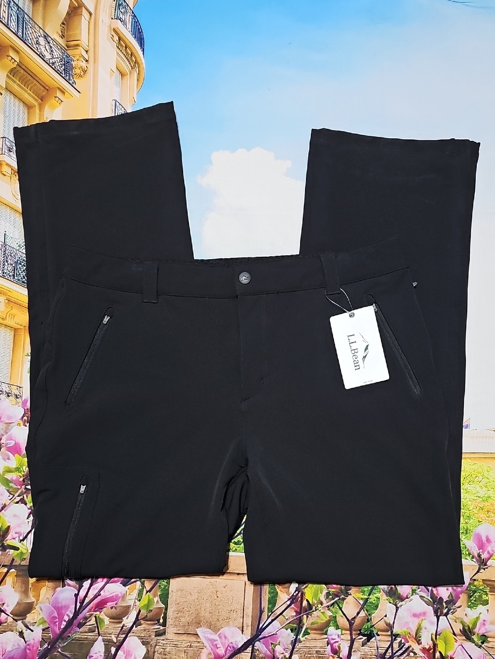 L.L. Bean Black Straight-Leg Outdoor Cargo Pants Tall Size 16 New